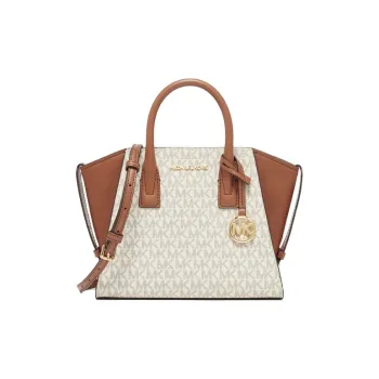 MICHAEL KORS Avril Cow Leather Shoulder Bags Handbags Medium Size Women's Vanilla White & Acorn Brown