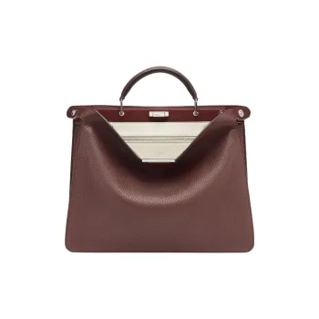 FENDI Peekaboo ISeeU Calfskin Crossbody One Shoulder Handbags Medium Size Men's Burgundy