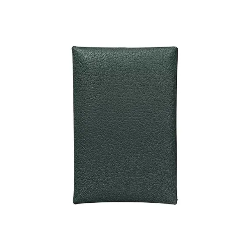 HERMES Calvi Chamkila Goat Skin Goatskin Wallet Card Holder Unisex V0 Vert Rousseau Rousseau Green