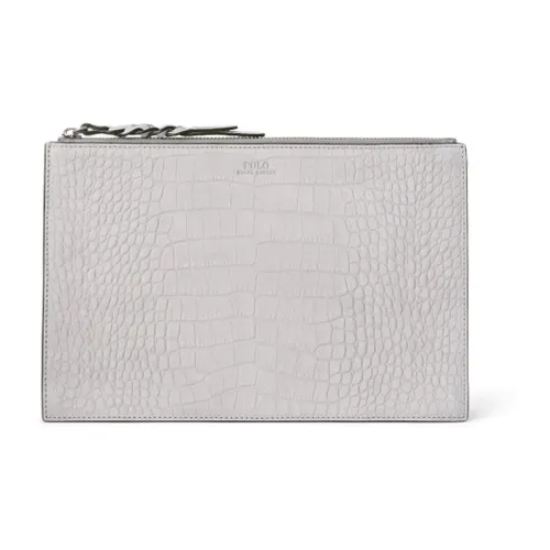 Polo Ralph Lauren Cow Leather Clutch Women's Gray