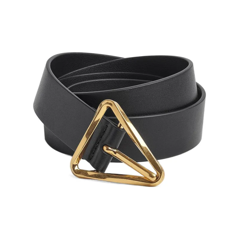 Bottega Veneta Cow Leather Belt Women's Black Width 2.5cm-1