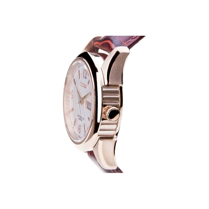 CITIZEN Automatic Mechanical Movement Cowhide Strap Watch Men's Watch White Dial-3