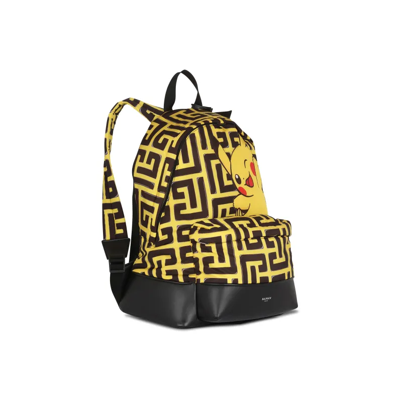 BALMAIN × POKÉMON Pokémon Collaboration Leather Detail Backpack Men's Yellow/Black-1