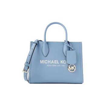 MICHAEL KORS Mirella Cow Leather Tote Bag, Shopping Bag, Shoulder Bag, Handbag Small Size Women's Light Blue