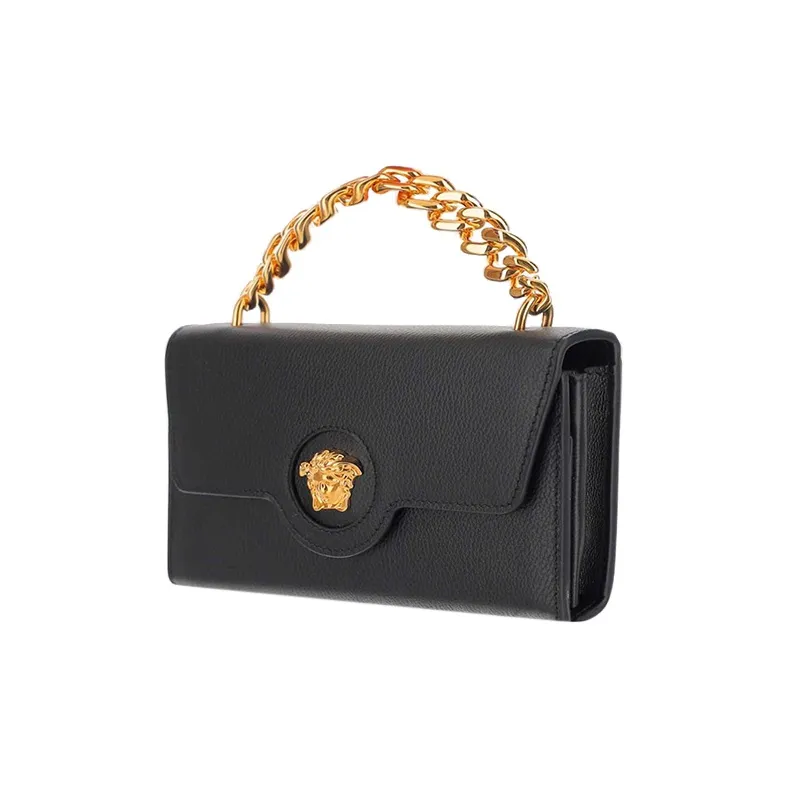VERSACE Cow Leather Shoulder Bag Crossbody Bag Handbag Mini Women's Black-1
