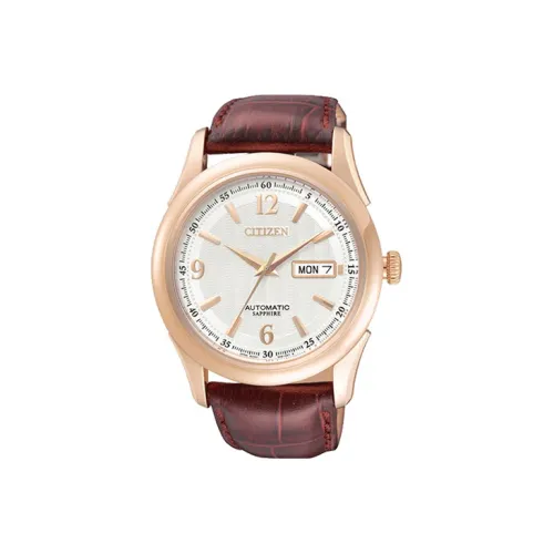CITIZEN Automatic Mechanical Movement Cowhide Strap Watch Men's Watch White Dial