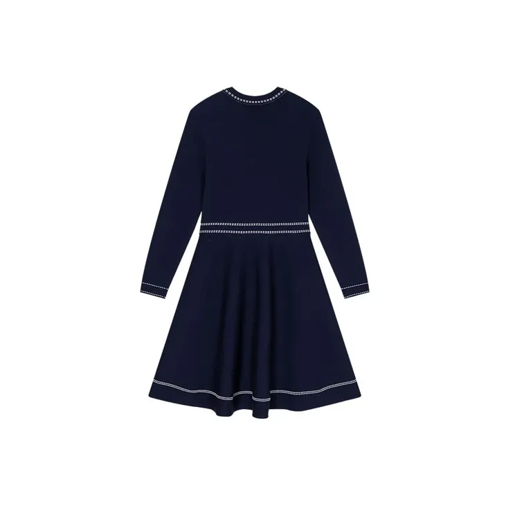DKNY FW22 A-Line Skirt Dress Navy Blue-1
