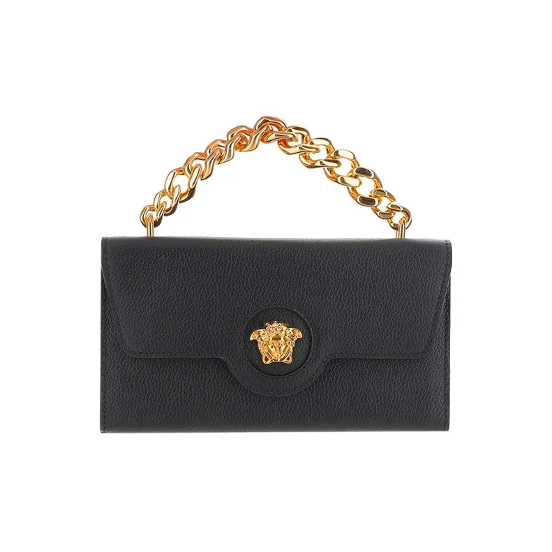 VERSACE Cow Leather Shoulder Bag Crossbody Bag Handbag Mini Women's Black-0