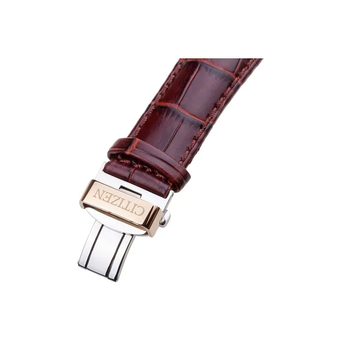 CITIZEN Automatic Mechanical Movement Cowhide Strap Watch Men's Watch White Dial-1