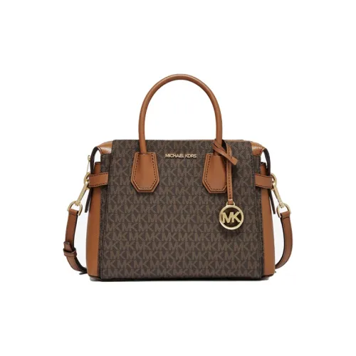 MICHAEL KORS Mercer Cow Leather Handbag Small Size Women's Dark Brown/Acorn Brown