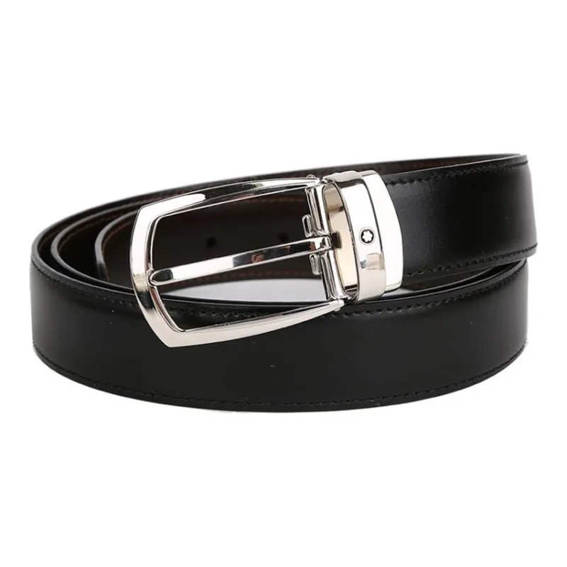 MONTBLANC Cow Leather Belts Men's Black Width 3cm-1