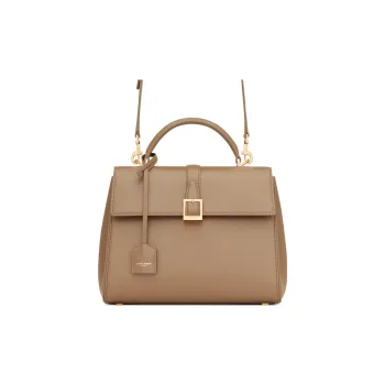 SAINT LAURENT Shiny Cow Leather Shoulder Bag Crossbody Bag Handbag Small Size Women's Taupe