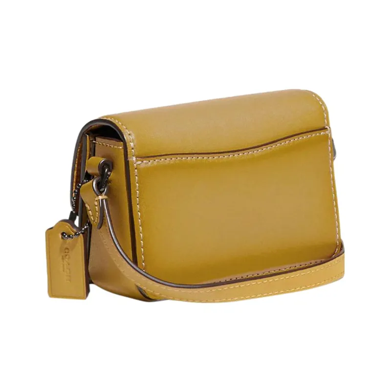 COACH Studio Cow Leather With Leather Shoulder Bag, Crossbody Bag Small Size Women's Light Yellow-1