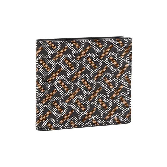 Burberry Cow Leather Wallet Men's Black/Orange-1