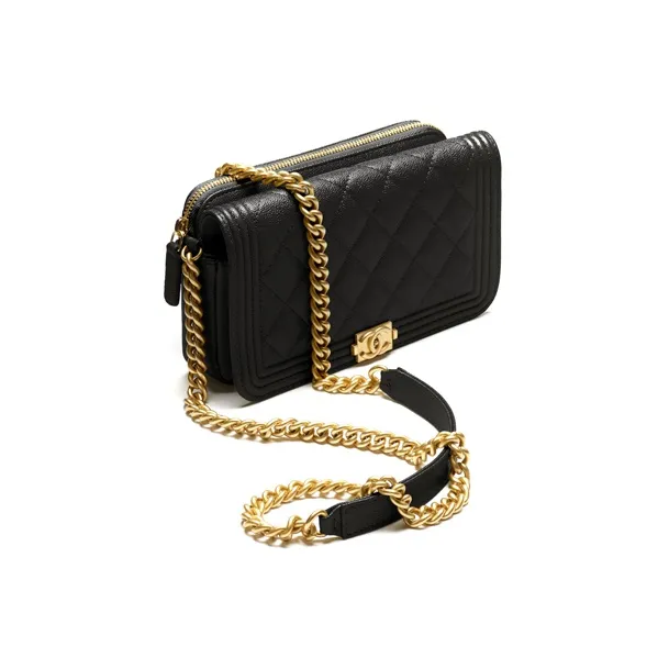 CHANEL Boy CHANEL Flap Phone Holder With Chain Black-1