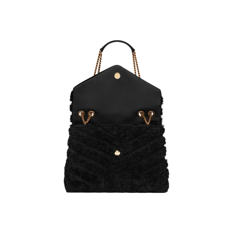 SAINT LAURENT LOULOU Calfskin With Sheepskin Suede Handbag Shoulder Bag Women's Black-4