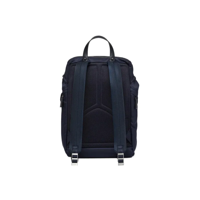 PRADA Recycled Nylon With Saffiano Leather Backpack Men's Blue-2