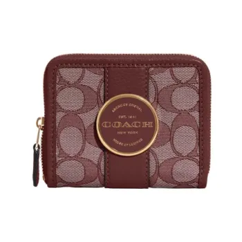 COACH Lonnie Fabric With Leather Clutch Wallet Women's Burgundy