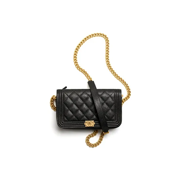 CHANEL Boy CHANEL Flap Phone Holder With Chain Black-0
