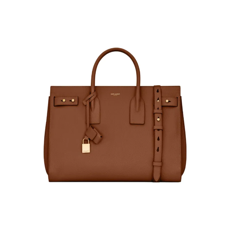 SAINT LAURENT SAC DE JOUR Grained Calfskin Shoulder Bag Crossbody Bag Handbag Medium Size Women's Cinnamon-0