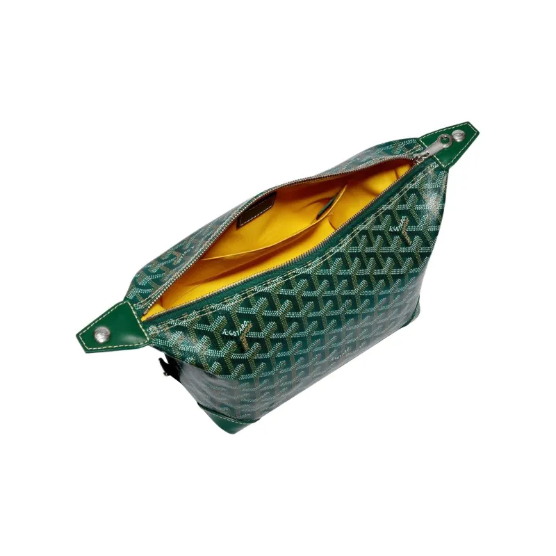 GOYARD Canvas With Heifer Skin Travel Bag Toiletry Bag Unisex Green-2