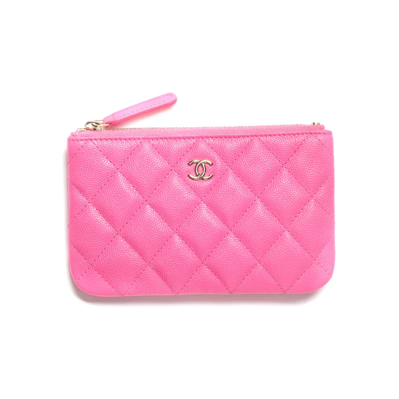 CHANEL 22K Autumn And Winter Embossed Calfskin With Gold Metal Portable Bag Clutch Mini Women's Pink-0