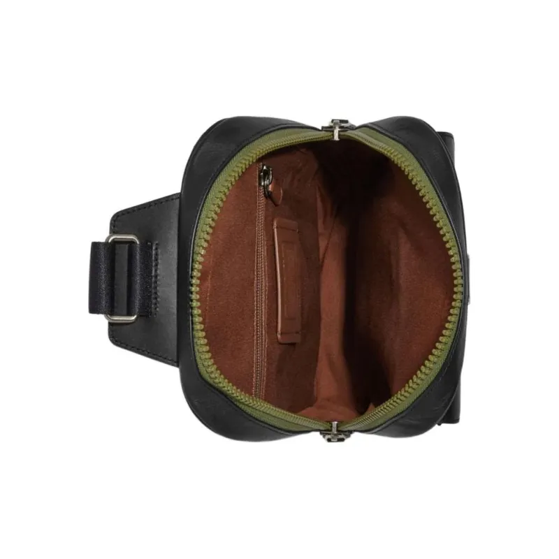 COACH Track Coated Canvas With Smooth Cow Leather Shoulder Bag, Sling Bag Trumpets Men's Brown Monogram & Army Green-2