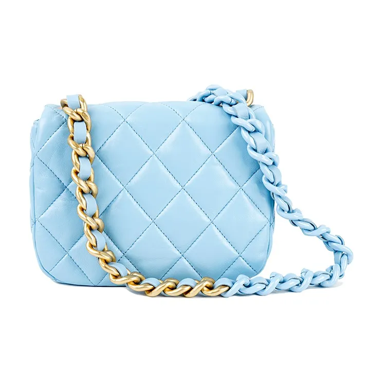 CHANEL Lambskin Mini Square Flap Bag, Flap Bag, Crossbody Bag, Shoulder Bag Mini Women's Sky Blue-2