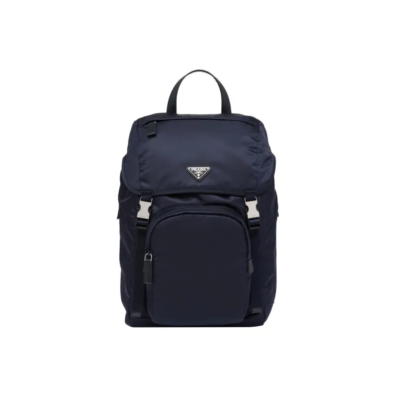 PRADA Recycled Nylon With Saffiano Leather Backpack Men's Blue-0