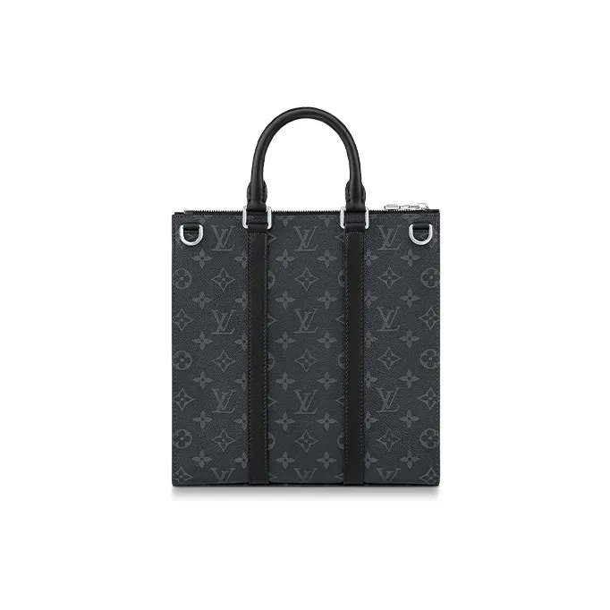 LOUIS VUITTON Sac Plat Coated Canvas Cow Leather Patchwork Trim Handbag Shoulder Bag Crossbody Bag Regular Men's Black-2
