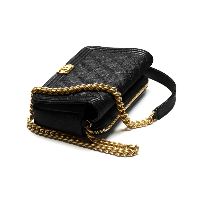 CHANEL Boy CHANEL Flap Phone Holder With Chain Black-2
