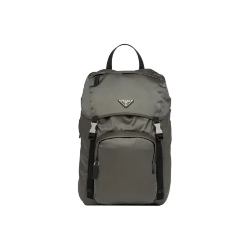 PRADA Recycled Nylon Saffiano Leather Backpack Men's Forest Green