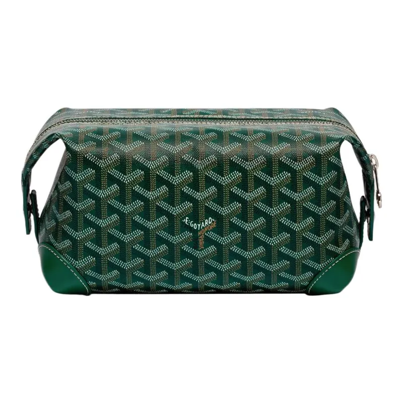 GOYARD Canvas With Heifer Skin Travel Bag Toiletry Bag Unisex Green-0