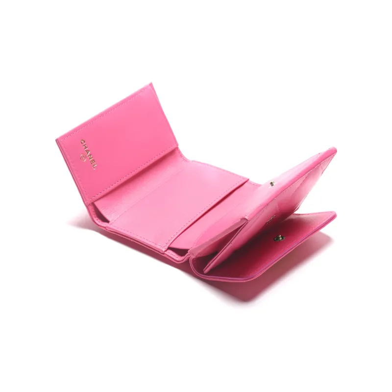 CHANEL 19Bag Lambskin Wallet Small Size Women's Pink-2