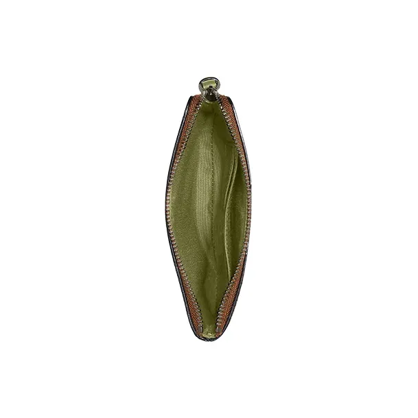 COACH Corner Zip Signature Coated Canvas With Twill Leather Clutch Wrist Bag Small Size Women's Khaki & Olive Green-4