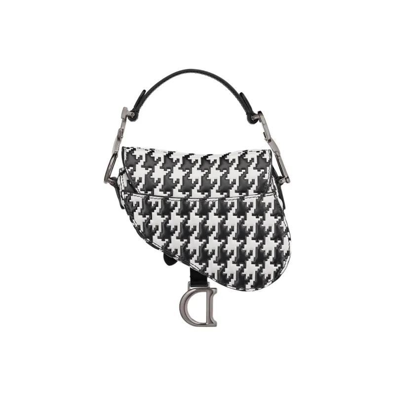 DIOR Cow Leather Saddle Bag Shoulder Bag Crossbody Bag Handbag Extra Mini Women's Black/White-2