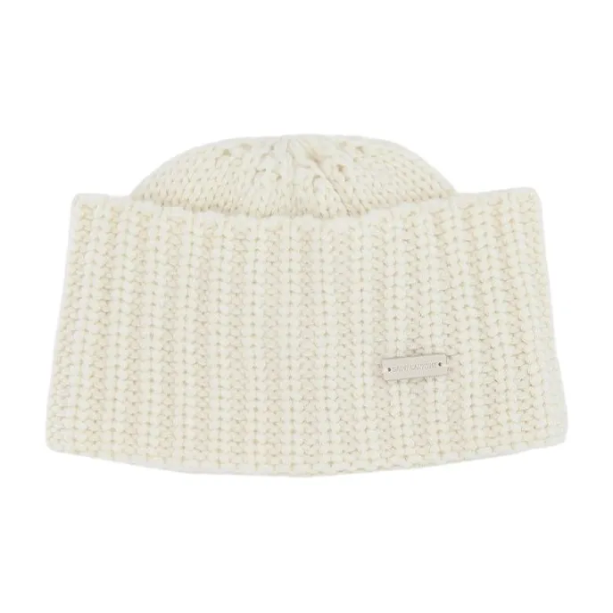 SAINT LAURENT Logo Patch Beanie-0