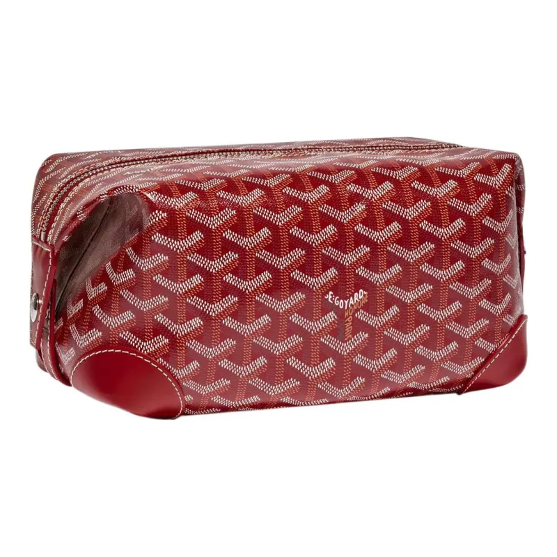 GOYARD Canvas With Heifer Skin Travel Bag Toiletry Bag Unisex Red-1