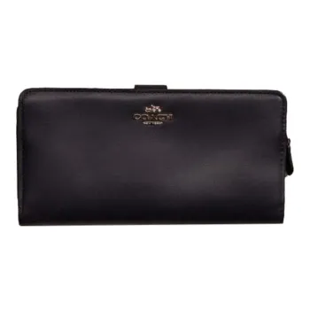 COACH Skinny Wallet Calfskin Clutches Card Holder Wallet Regular Men's Black