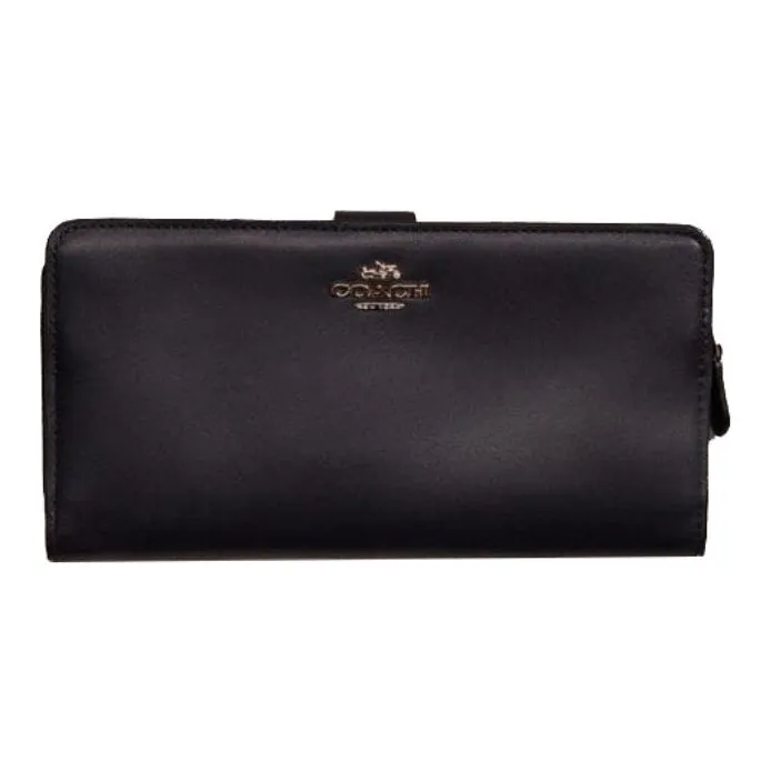 COACH Skinny Wallet Calfskin Clutches Card Holder Wallet Regular Men's Black-0