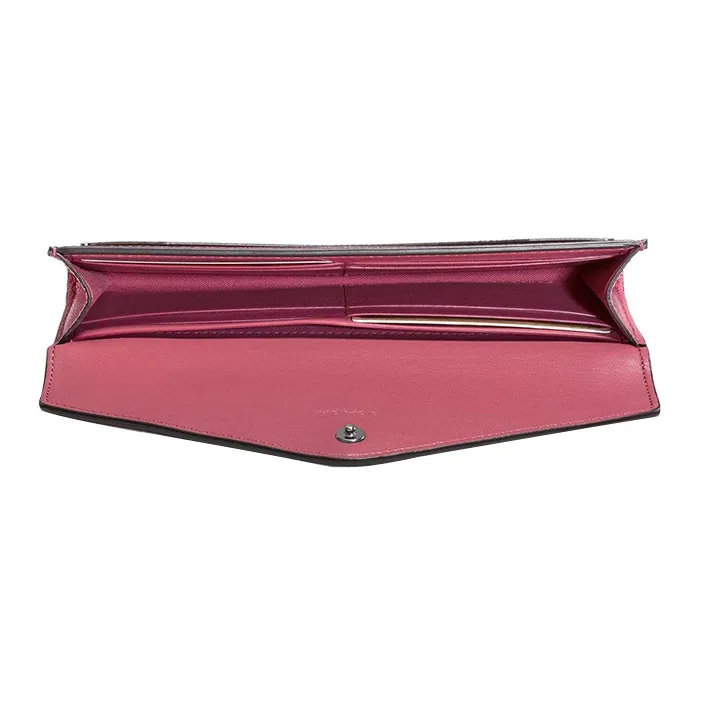 COACH Soft Wallet Soft Leather Clutches Wallets Medium Size Women's Pink Multicolor-1