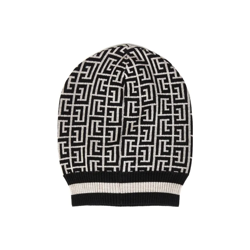 BALMAIN Wool Beanies Unisex Black/Ivory-1