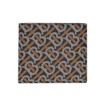 Burberry Cow Leather Wallet Men's Black/Orange