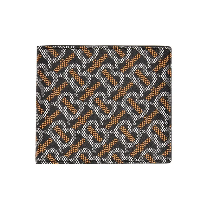 Burberry Cow Leather Wallet Men's Black/Orange-0