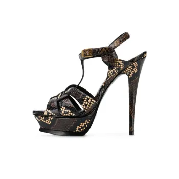 SAINT LAURENT Tribute Strap Sandals Women's Black Brown