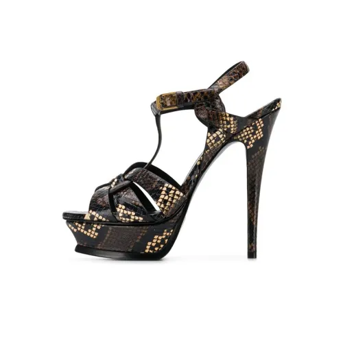 SAINT LAURENT Tribute Strap Sandals Women's Black Brown