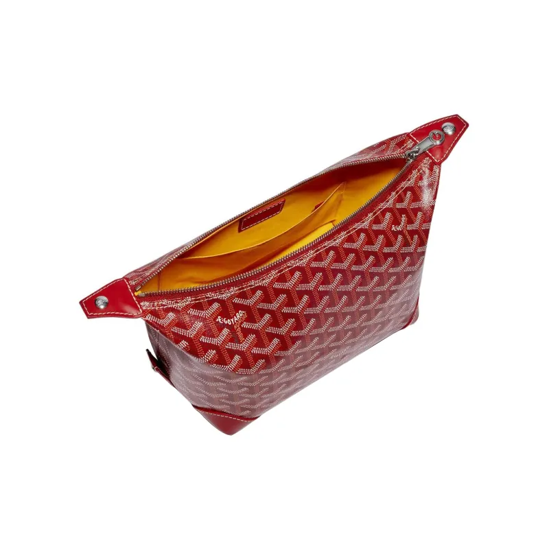 GOYARD Canvas With Heifer Skin Travel Bag Toiletry Bag Unisex Red-2