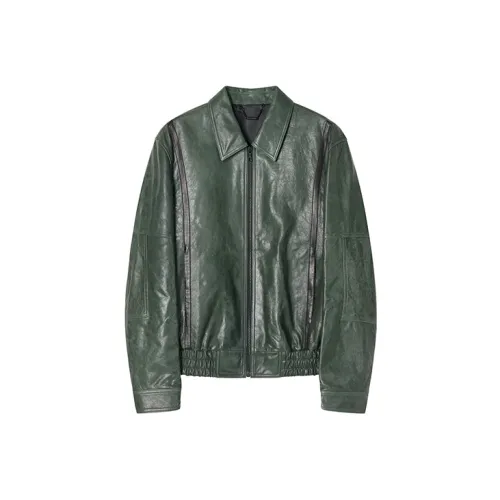 DAVID NAMAN Leather Jackets Men Green