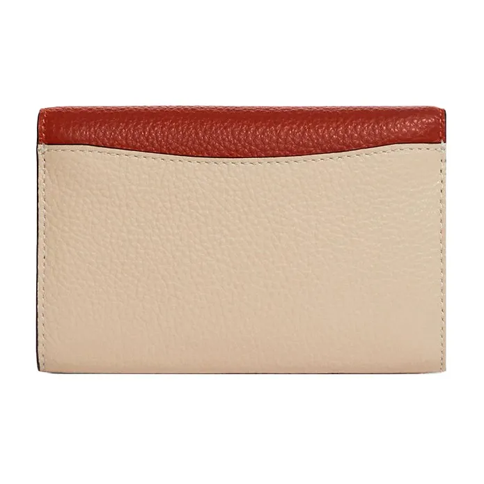 COACH Kleo Pebbled Leather Wallet Trumpets Women's Red & Apricot-1