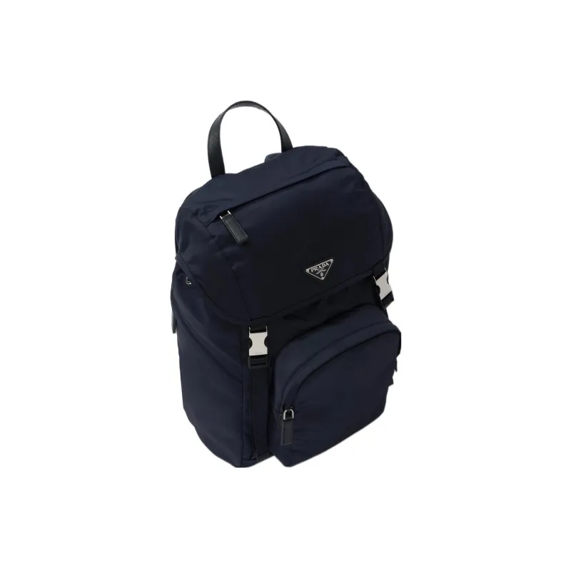 PRADA Recycled Nylon With Saffiano Leather Backpack Men's Blue-1